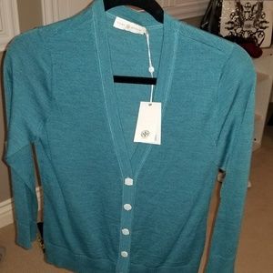 Tory Burch Teal Cardigan size small